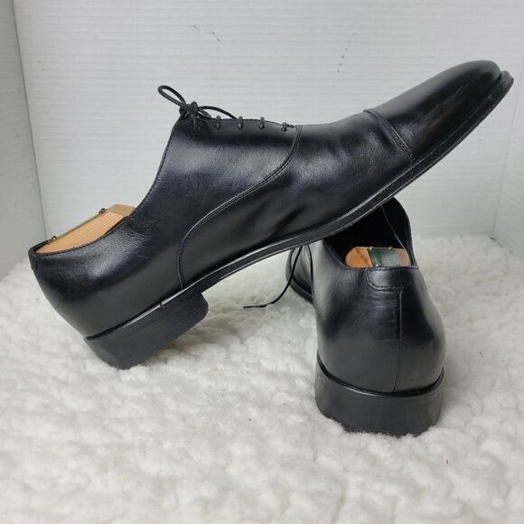 Ermenegildo Zegna Mens Oxford Derby Shoes Size 9.5 Black Torino Leather Cap Toe main image 10
